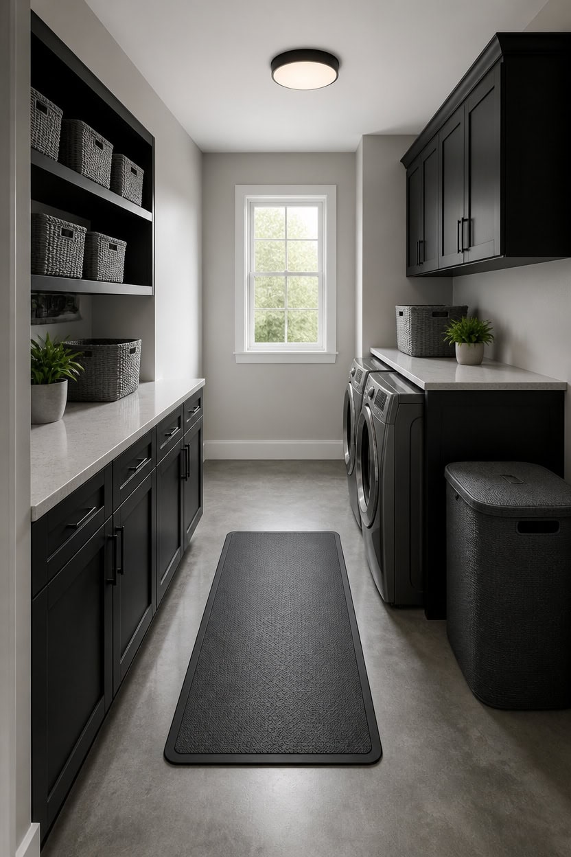 concrete look laundry room style