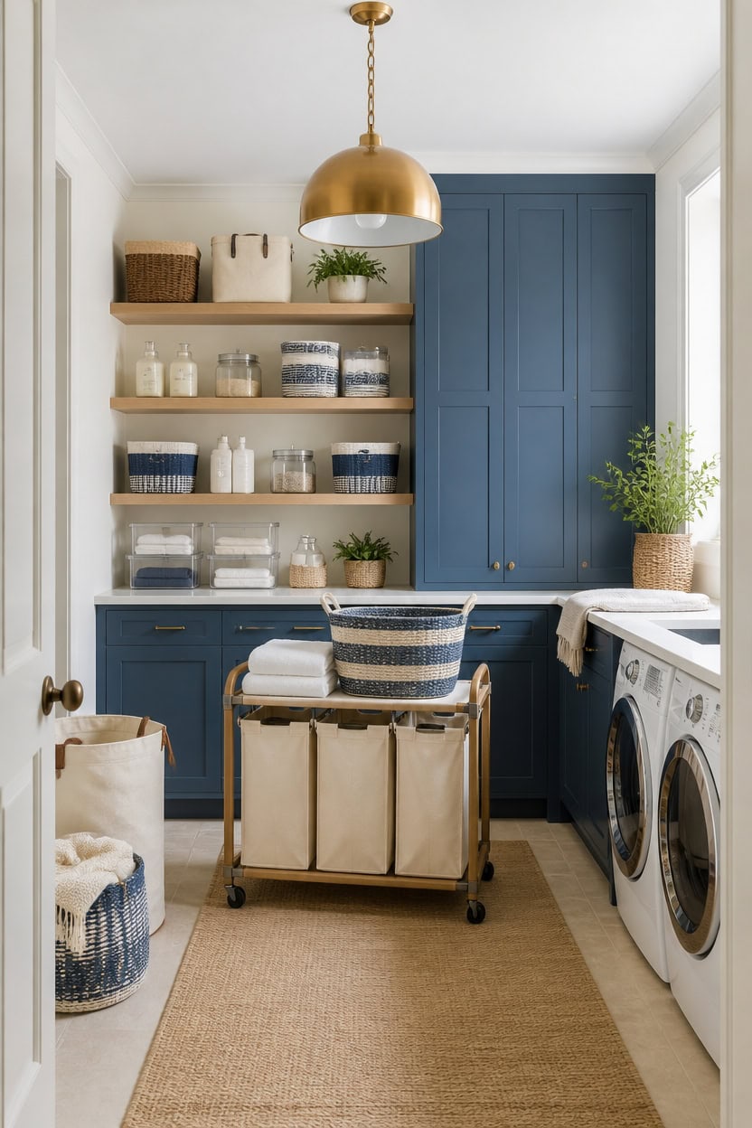 cream walls azurite cabinets