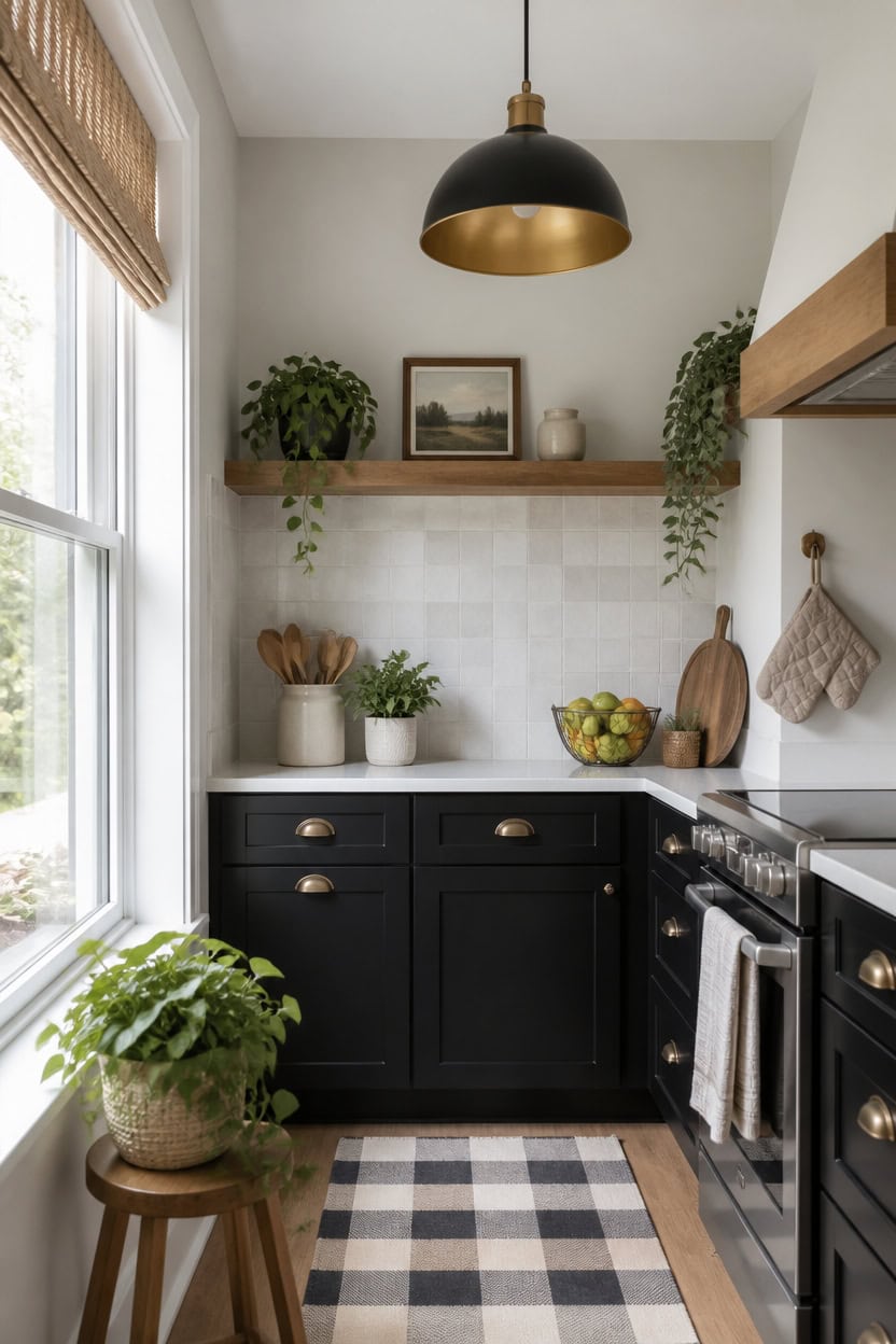 crisp black and gray kitchen