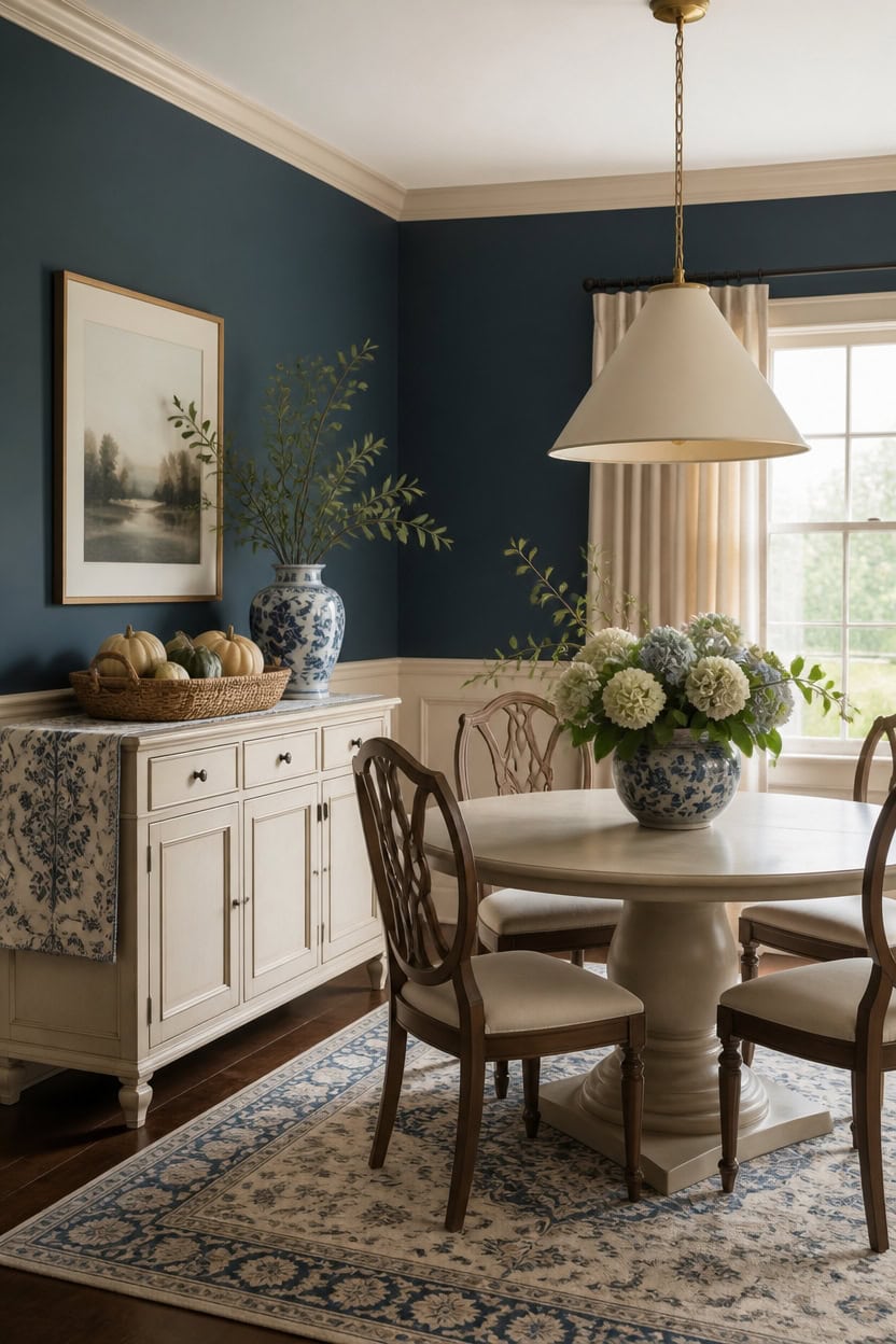 deep blue cream contrast