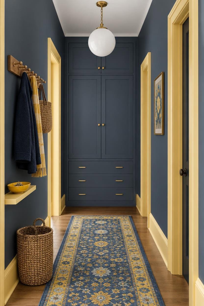 deep blue golden accents