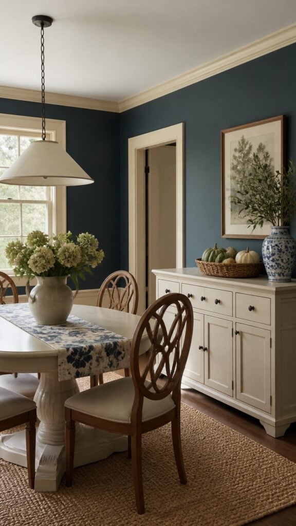Blue and Cream Dining Rooms for the Woman Who Lets the Table Set the Pace