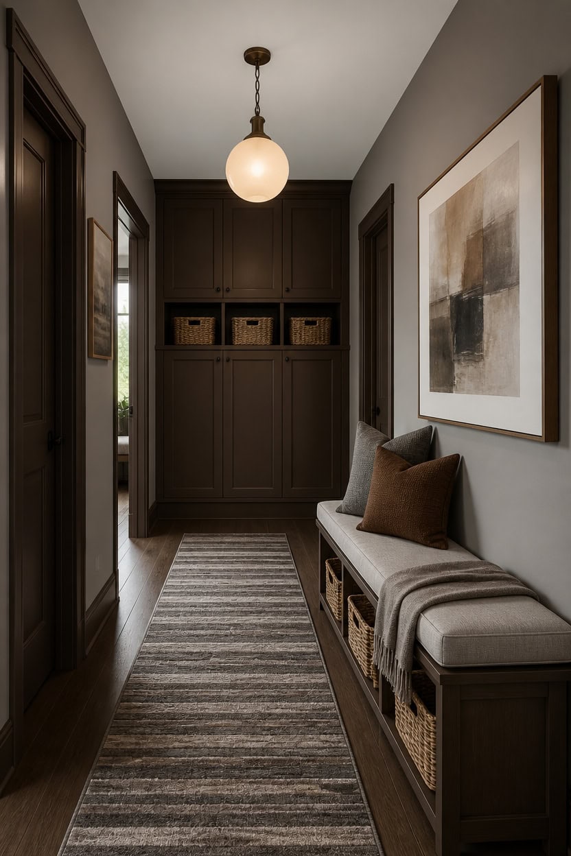 gray and brown hallway