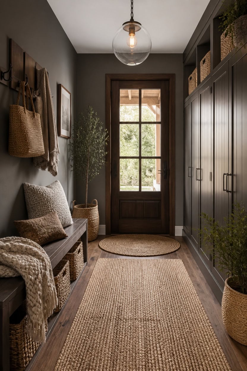 gray mountain textured entryway vignette