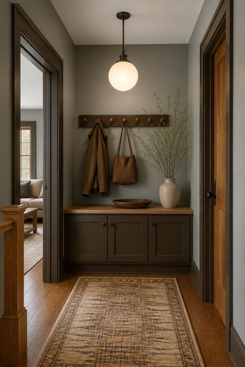 gray walls warm woodtrim