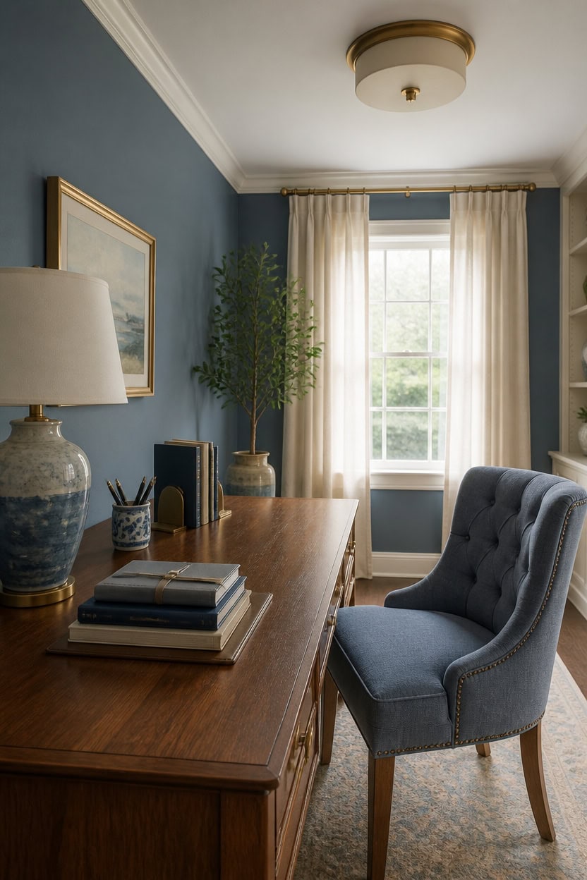 grounded blue cream accents