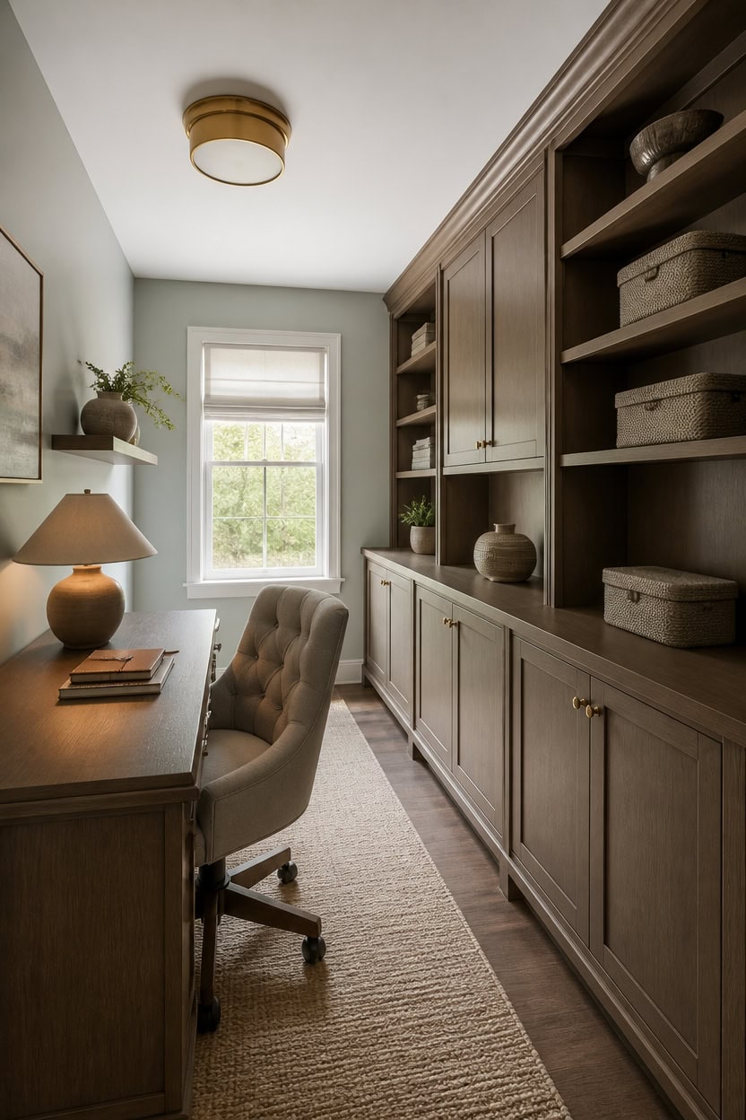 hidden cabinet neutral cozy accents