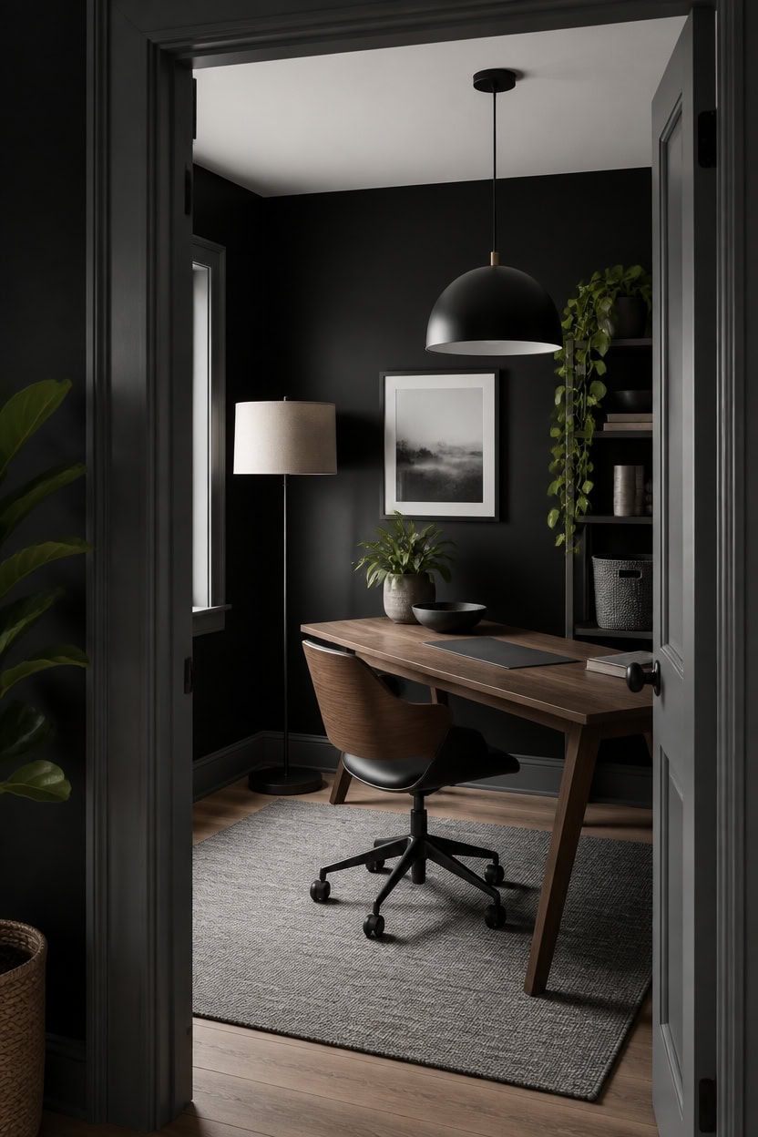 layered lighting black walls