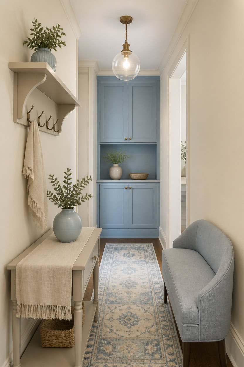 light blue accent hallway