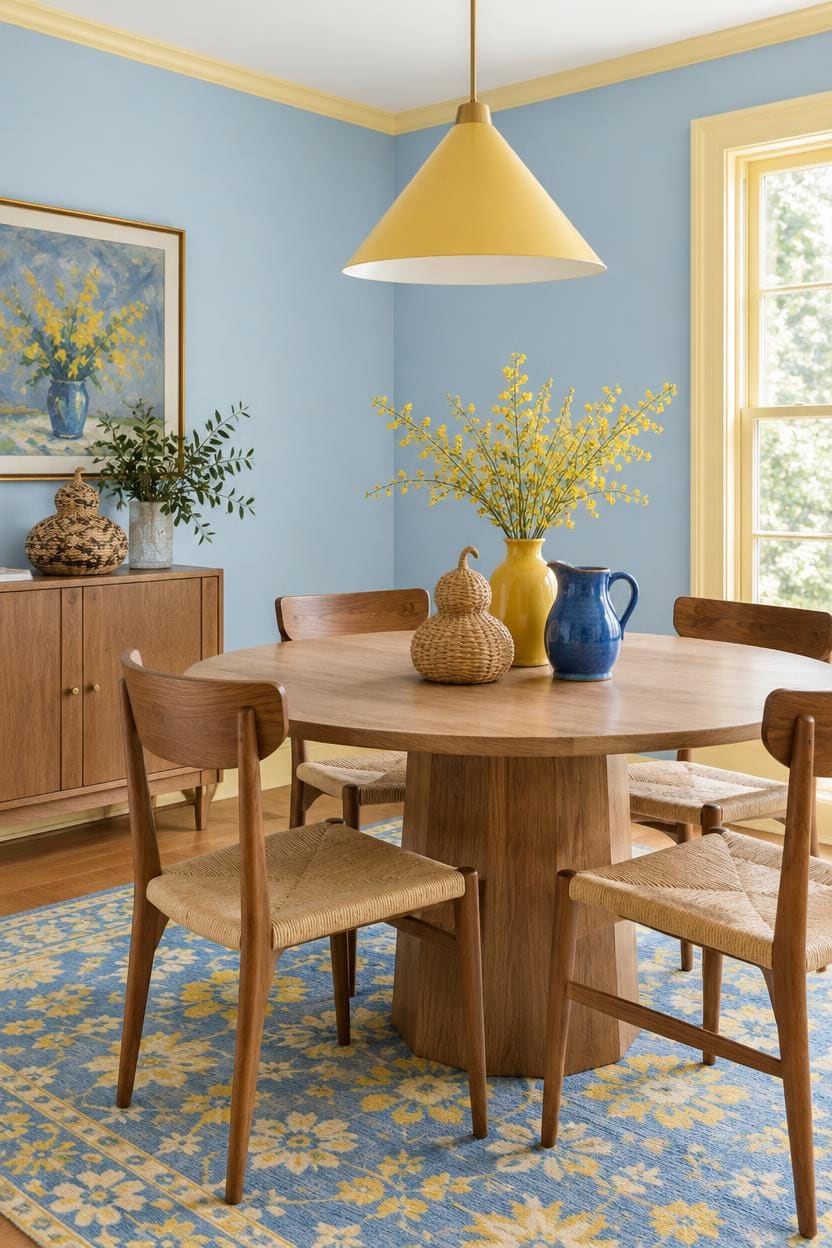 The Right Shades for a Blue and Yellow Dining Room