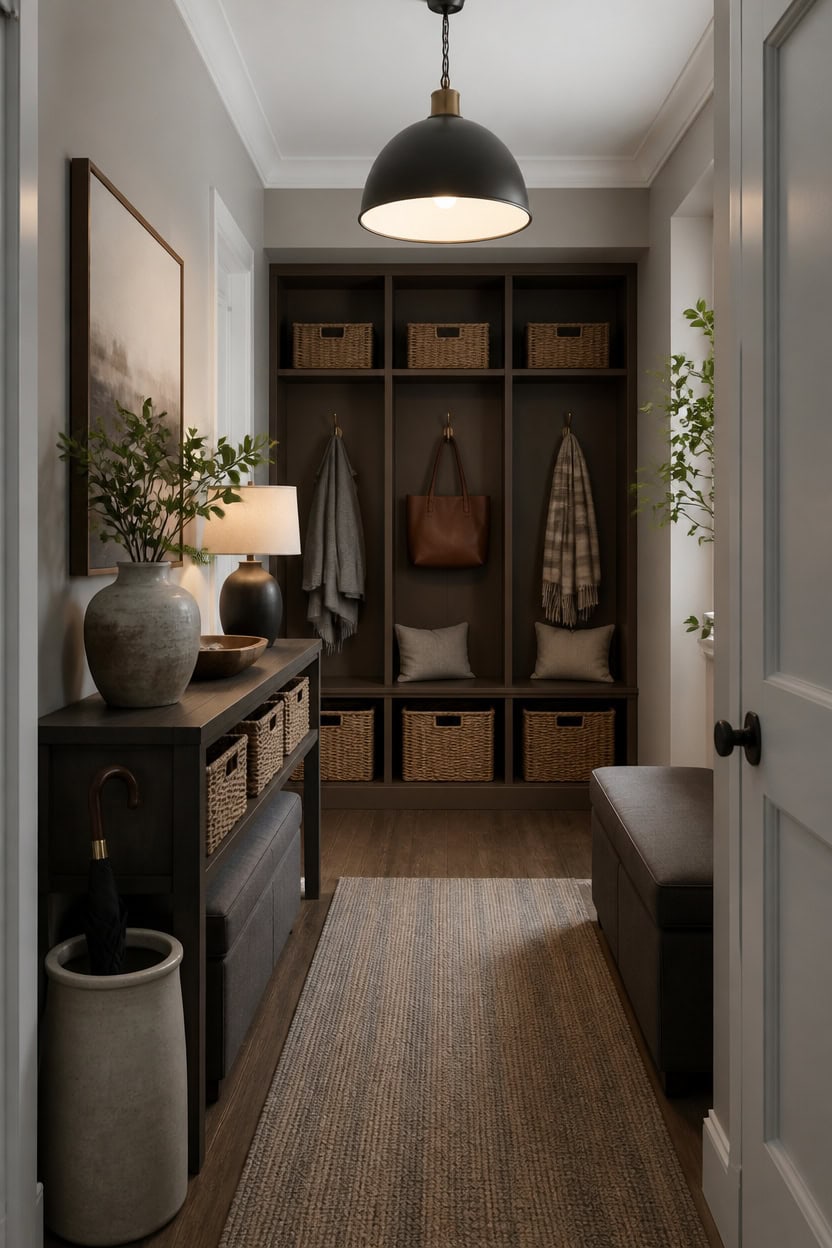 light walls grounded brown storage