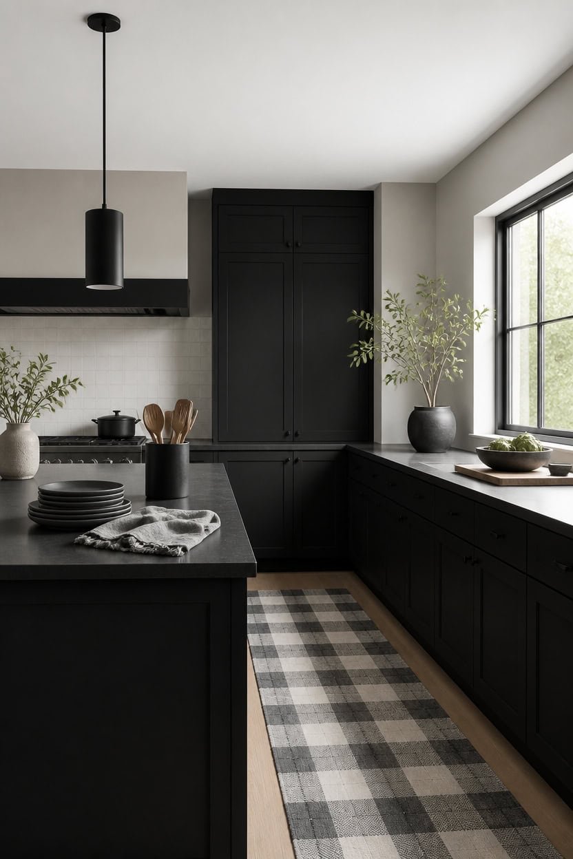 matte black cabinets washable walls