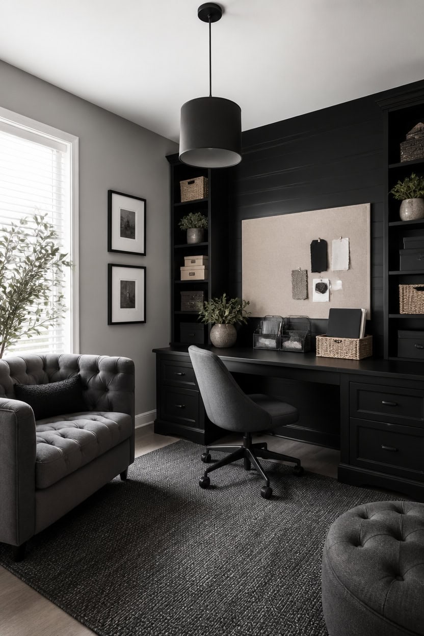 monochrome office layered gray black