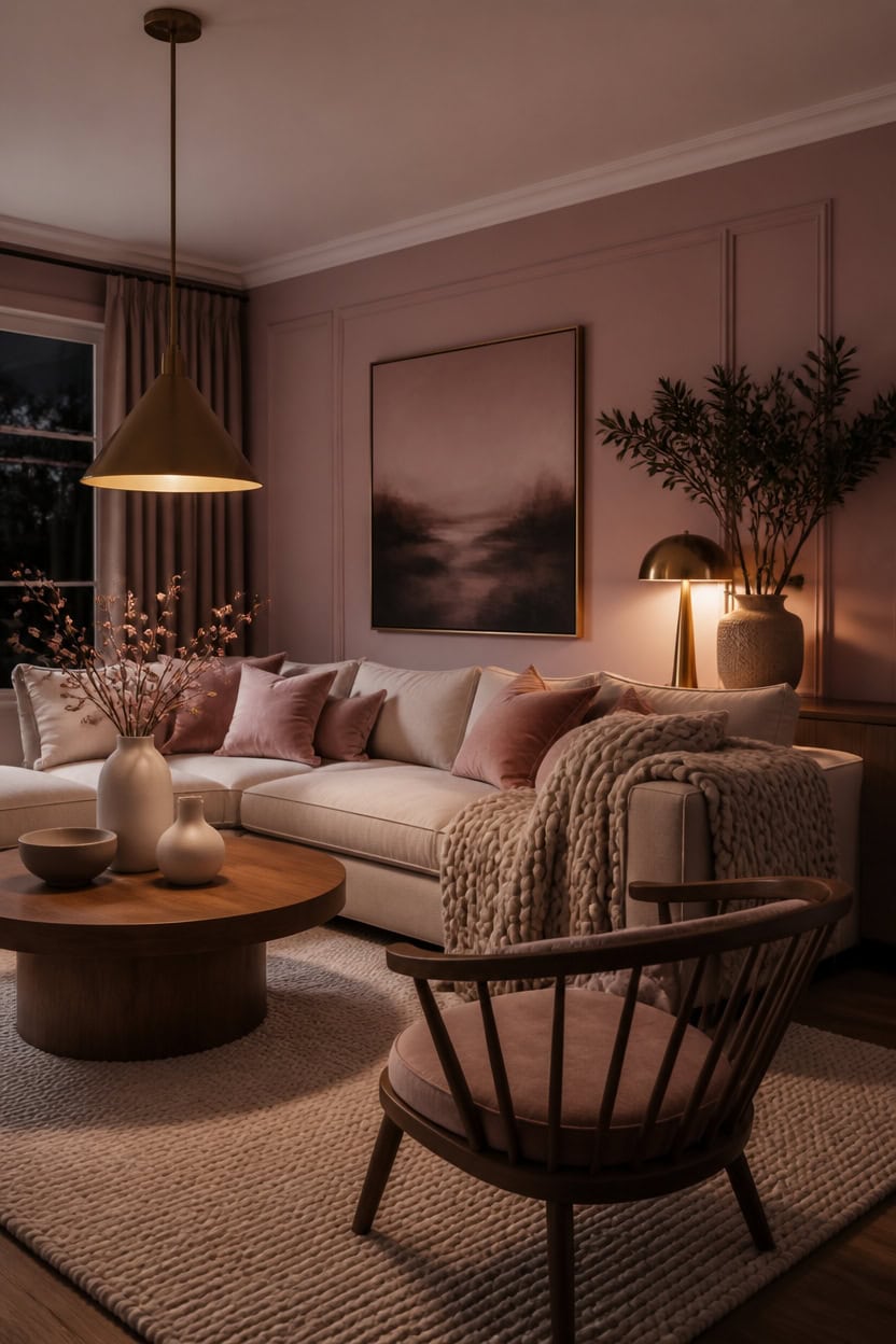 moody pink corner vignette
