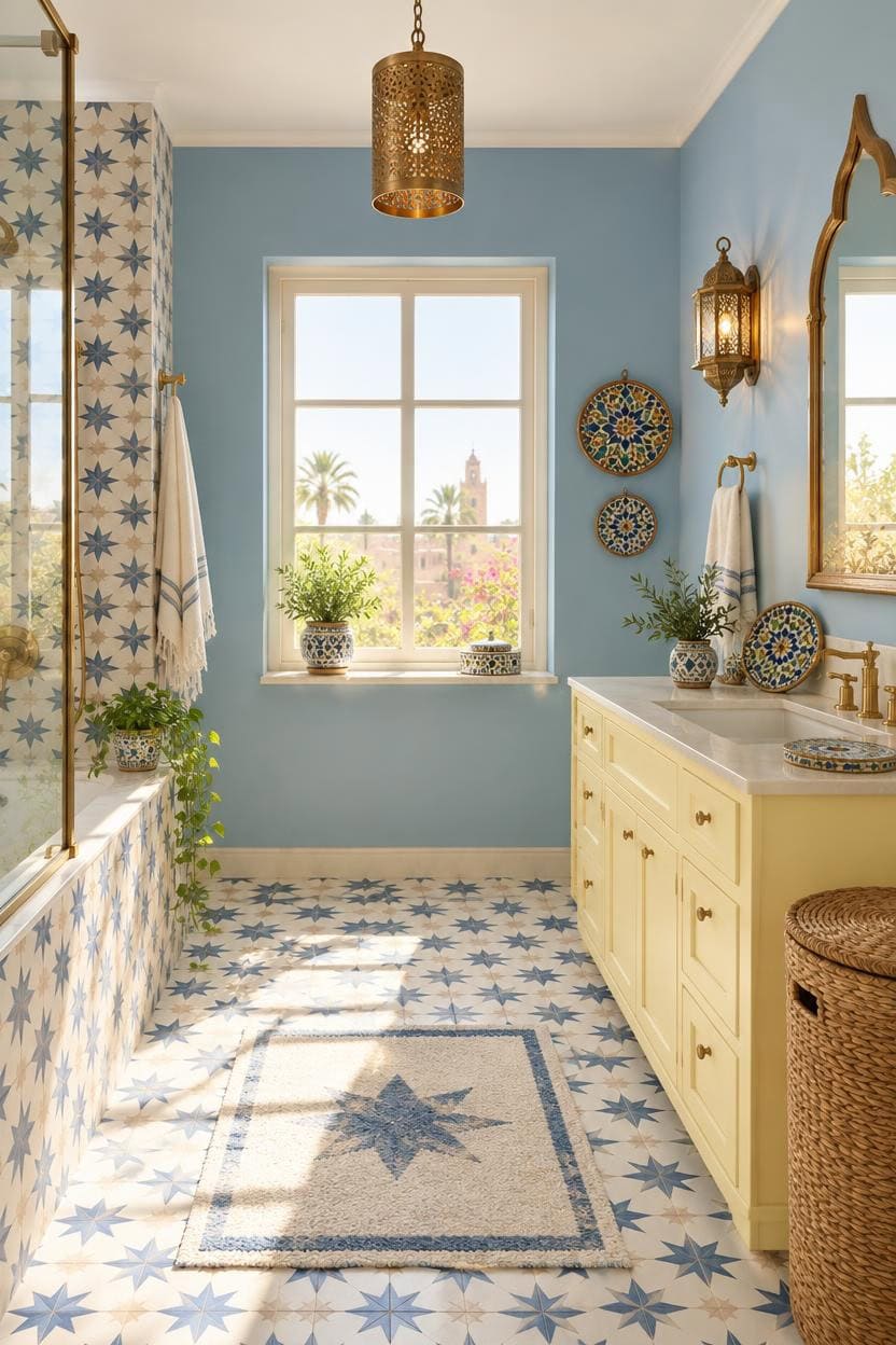 moroccan inspired blue yellow sanctuary