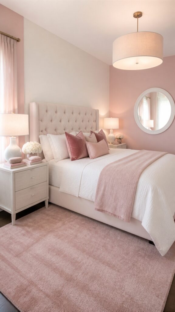 Pink and White Bedroom for the Woman Who Knows Exactly Where She Put Things