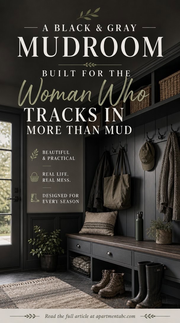A Black and Gray Mudroom Built for the Woman Who Tracks In More Than Mud