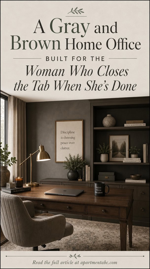A Gray and Brown Home Office Built for the Woman Who Closes the Tab When She’s Done