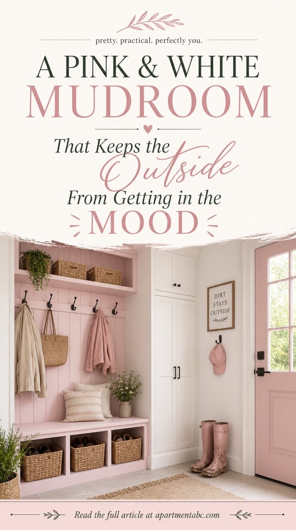 A Pink and White Mudroom That Keeps the Outside From Getting in the Mood