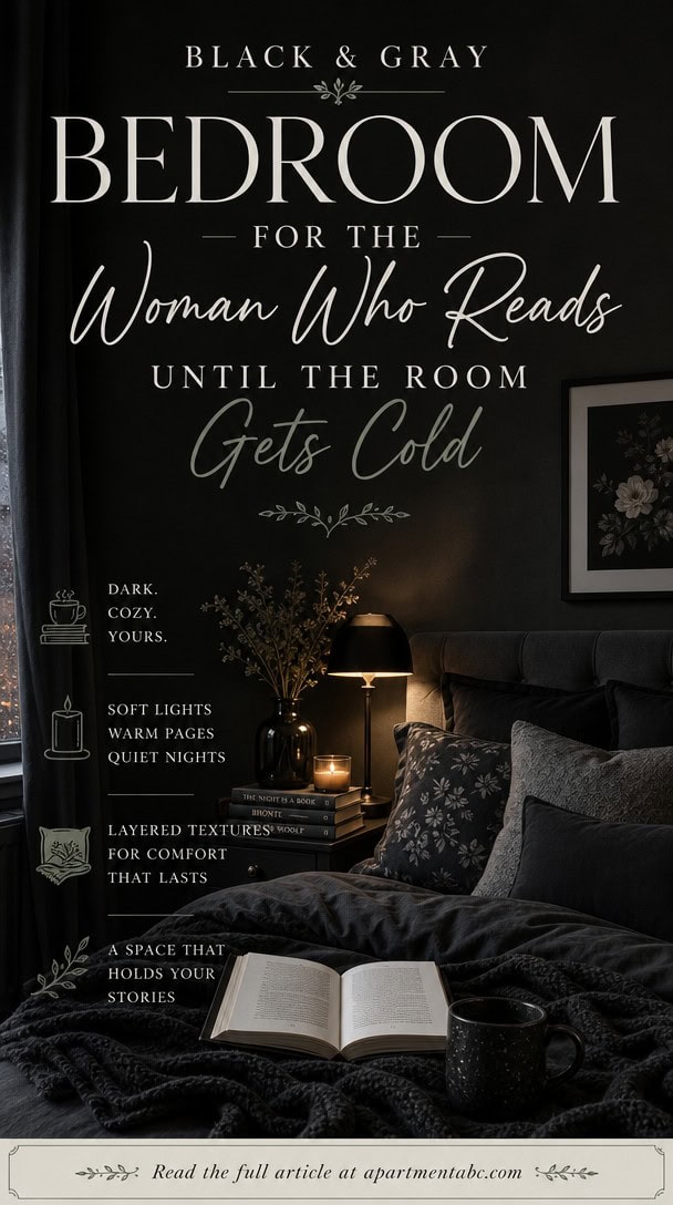 Black and Gray Bedroom for the Woman Who Reads Until the Room Gets Cold