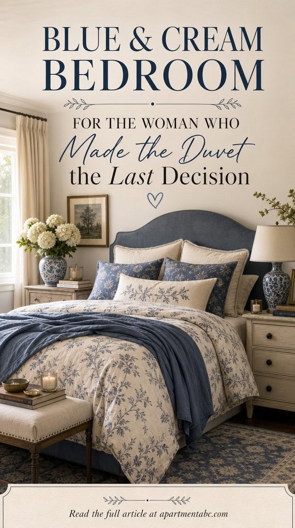Blue and Cream Bedroom for the Woman Who Made the Duvet the Last Decision
