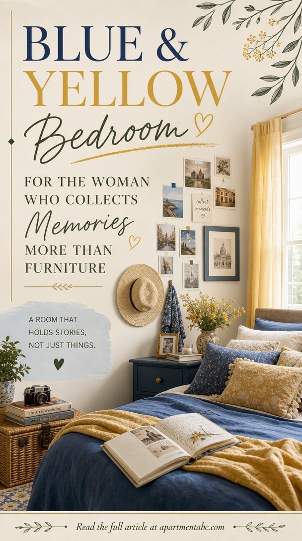 Blue and Yellow Bedroom for the Woman Who Collects Memories More Than Furniture