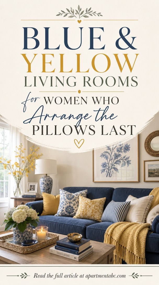 Blue and Yellow Living Rooms for Women Who Arrange the Pillows Last