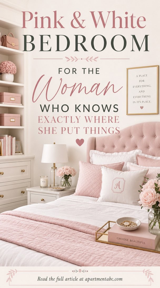 Pink and White Bedroom for the Woman Who Knows Exactly Where She Put Things