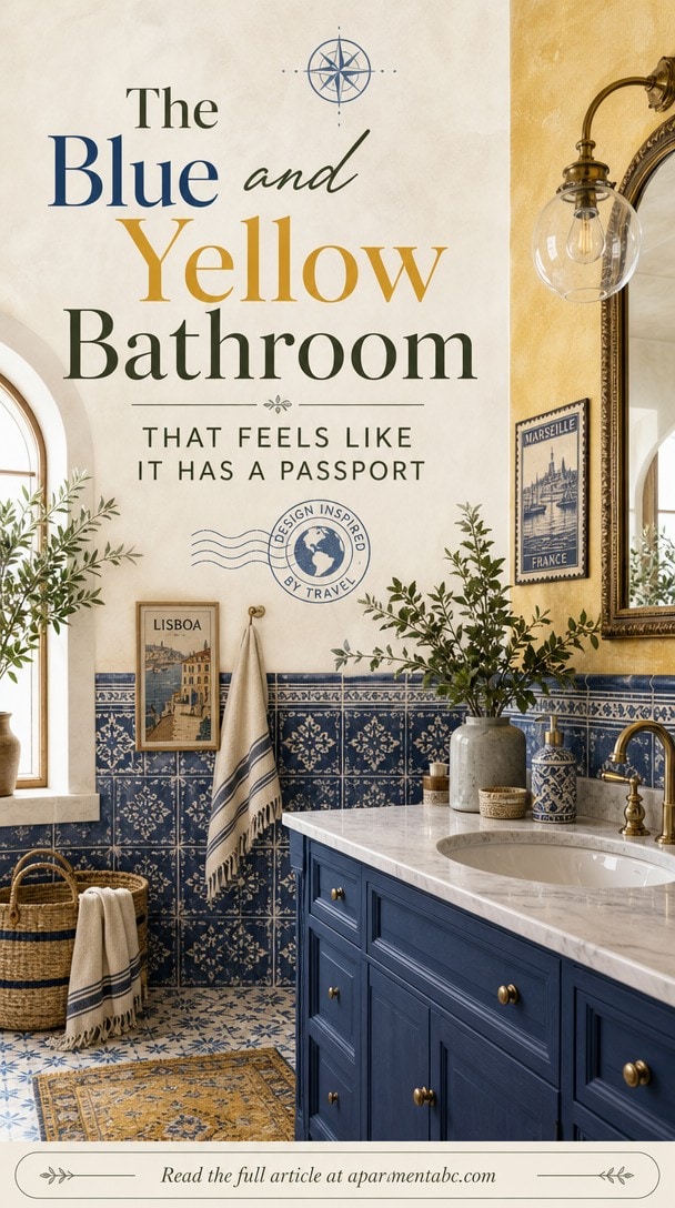 The Blue and Yellow Bathroom That Feels Like It Has a Passport