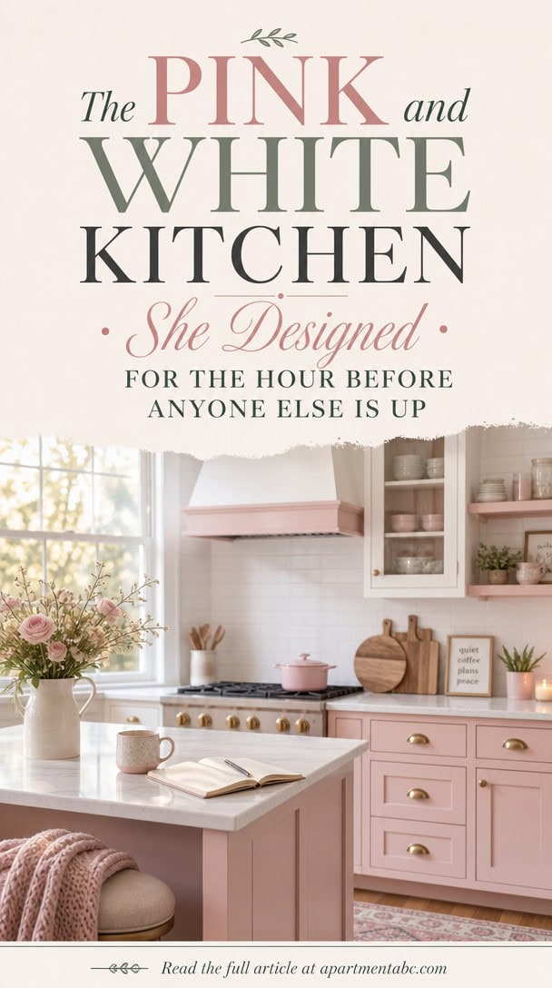 The Pink and White Kitchen She Designed for the Hour Before Anyone Else Is Up