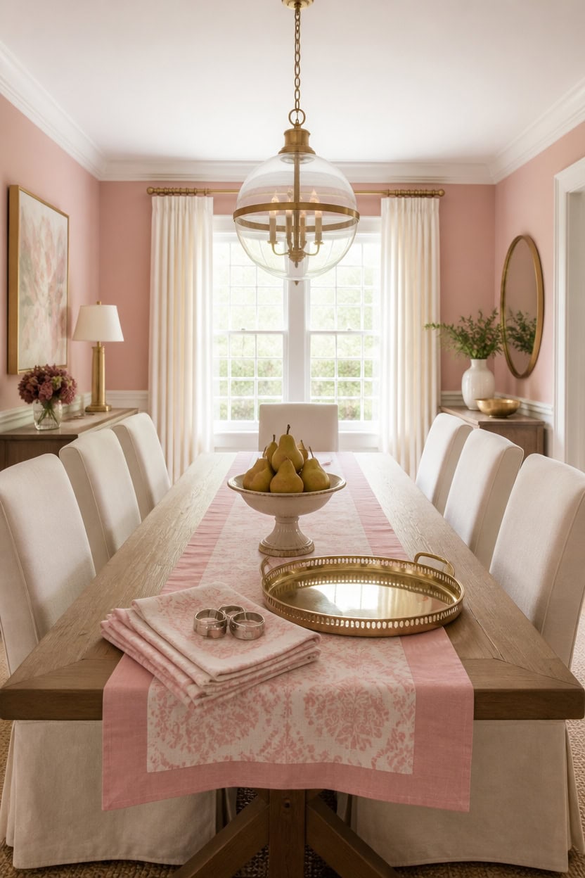 pink walls mixed metal accents
