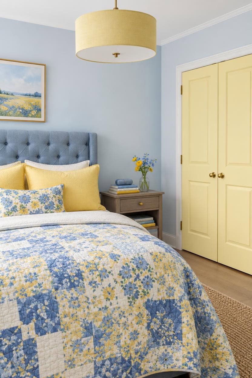 soft blue yellow memory nook