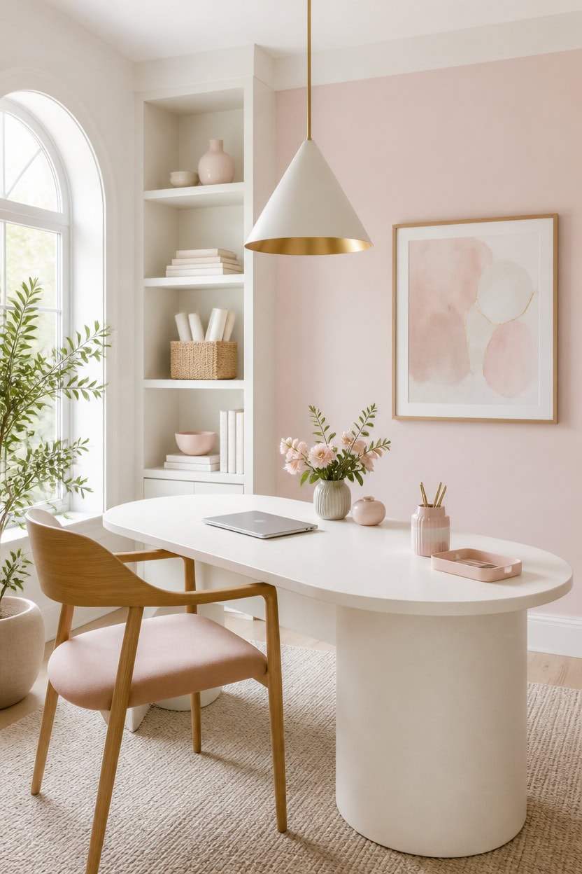 soft pink crisp white accents