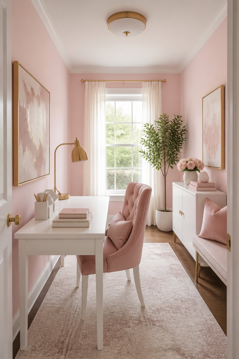 soft pink crisp white accents