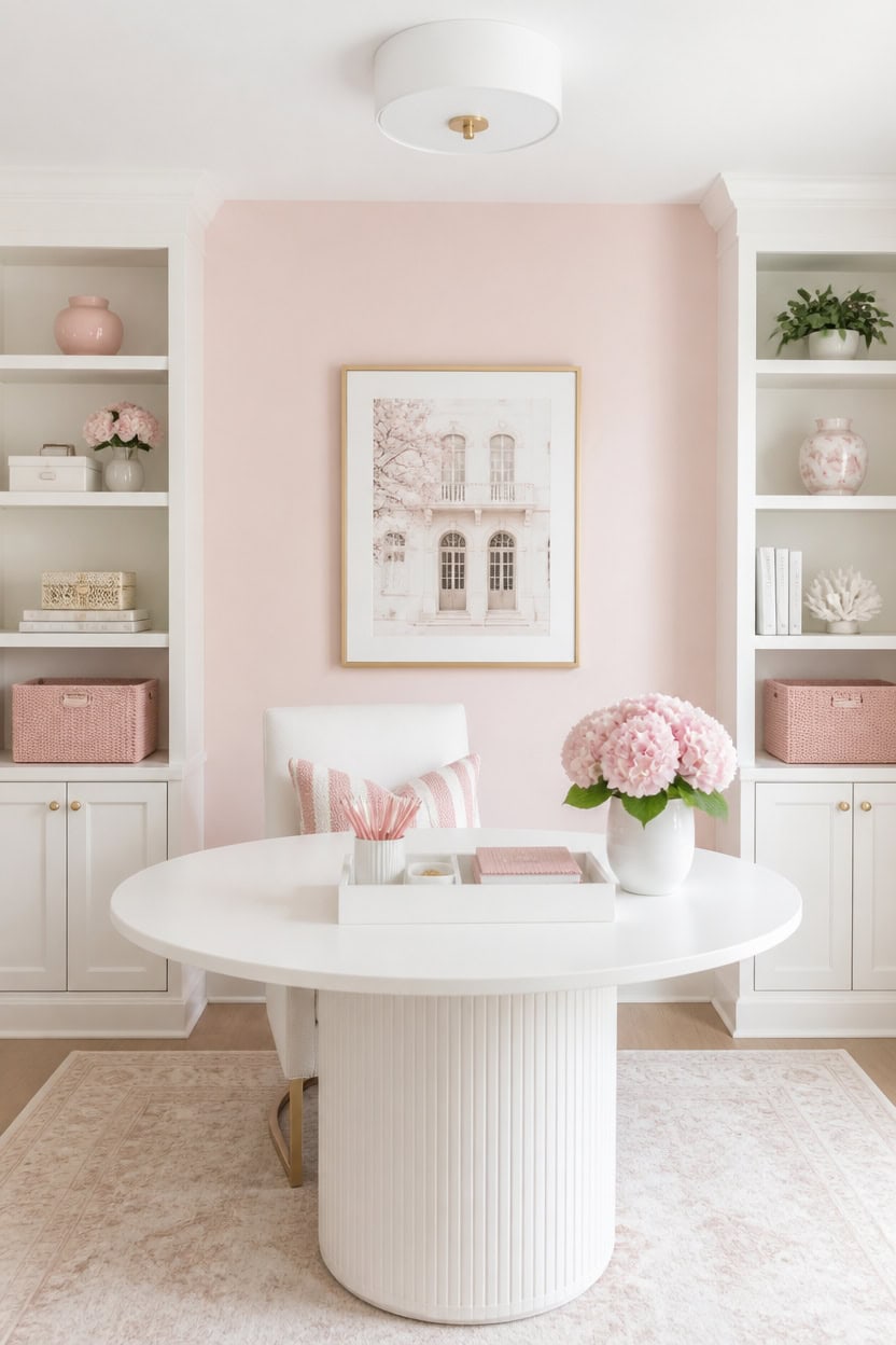 soft pink crisp white d cor