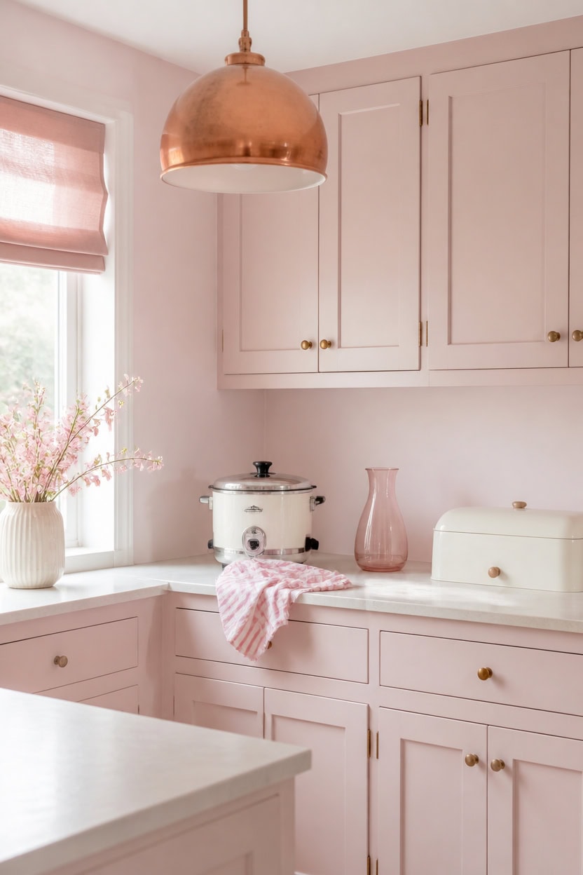 soft pink vintage kitchen scene