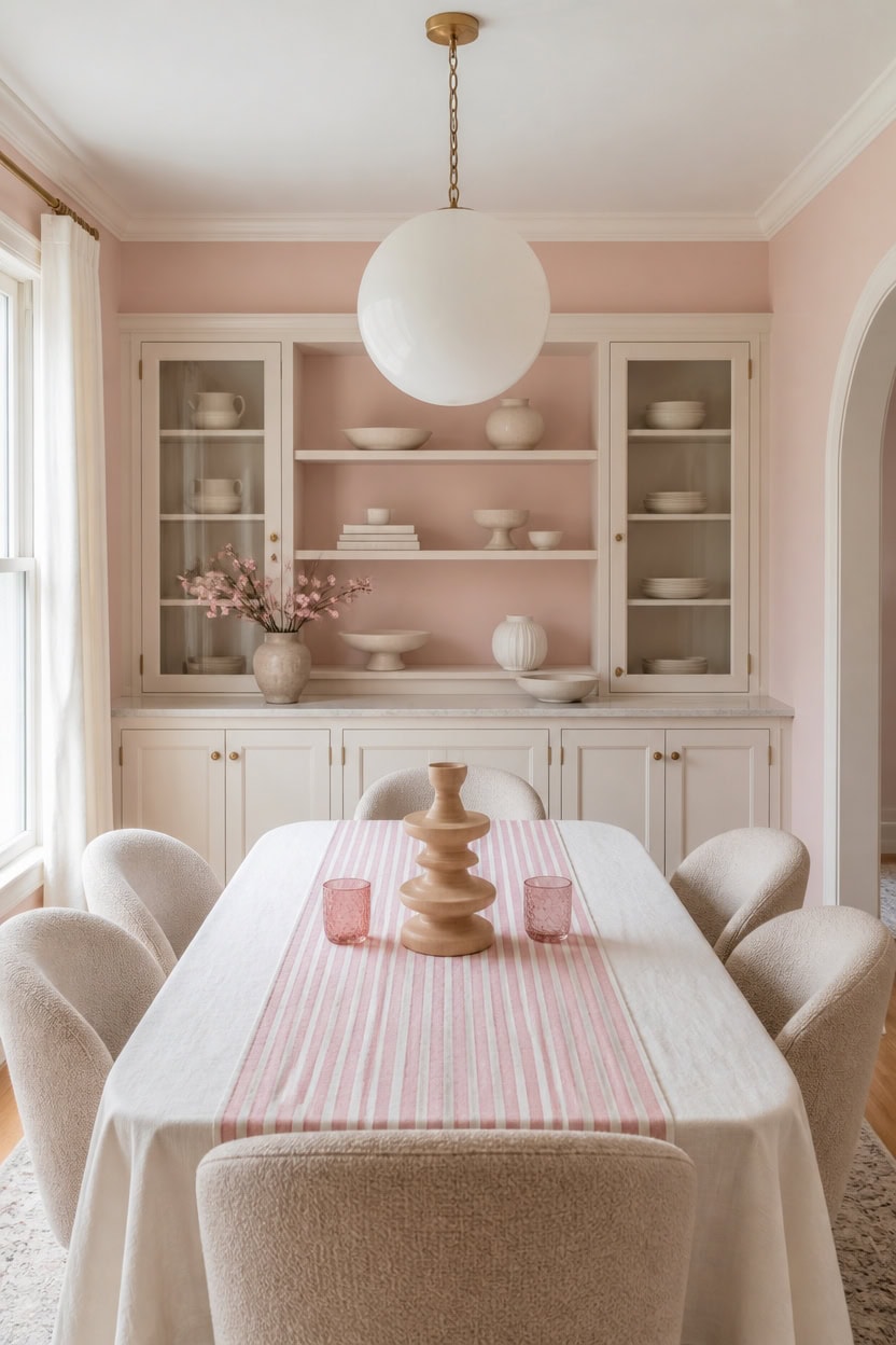 soft pink walls crisp whites