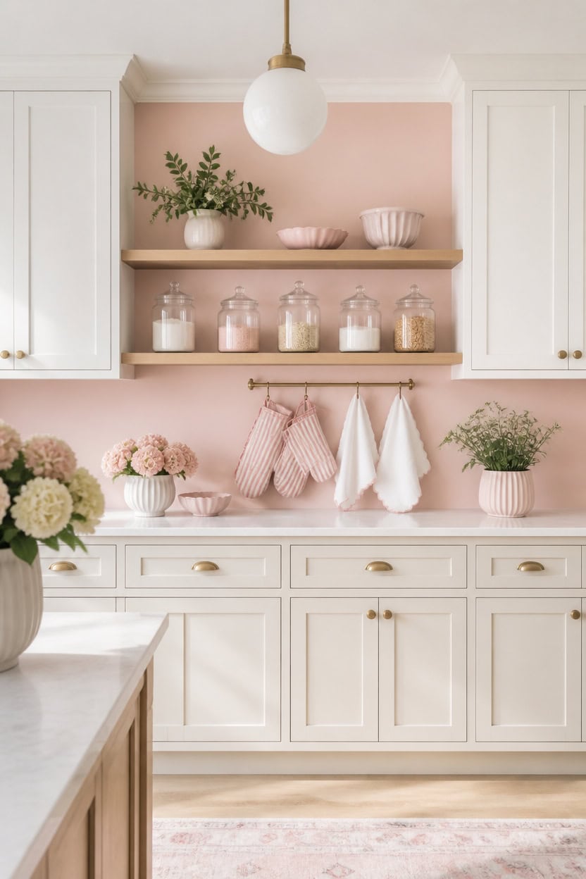 soft pinks glass accents