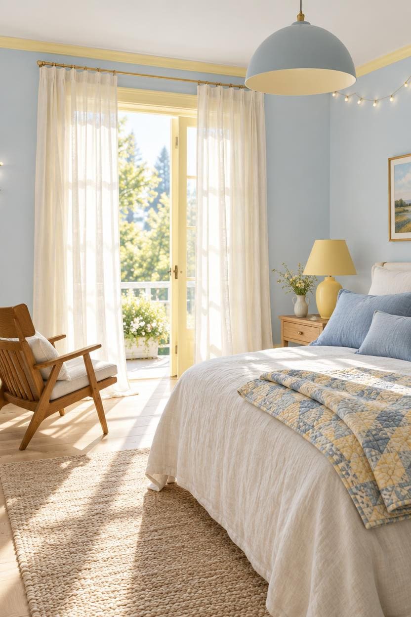 sunlit blue and yellow retreat