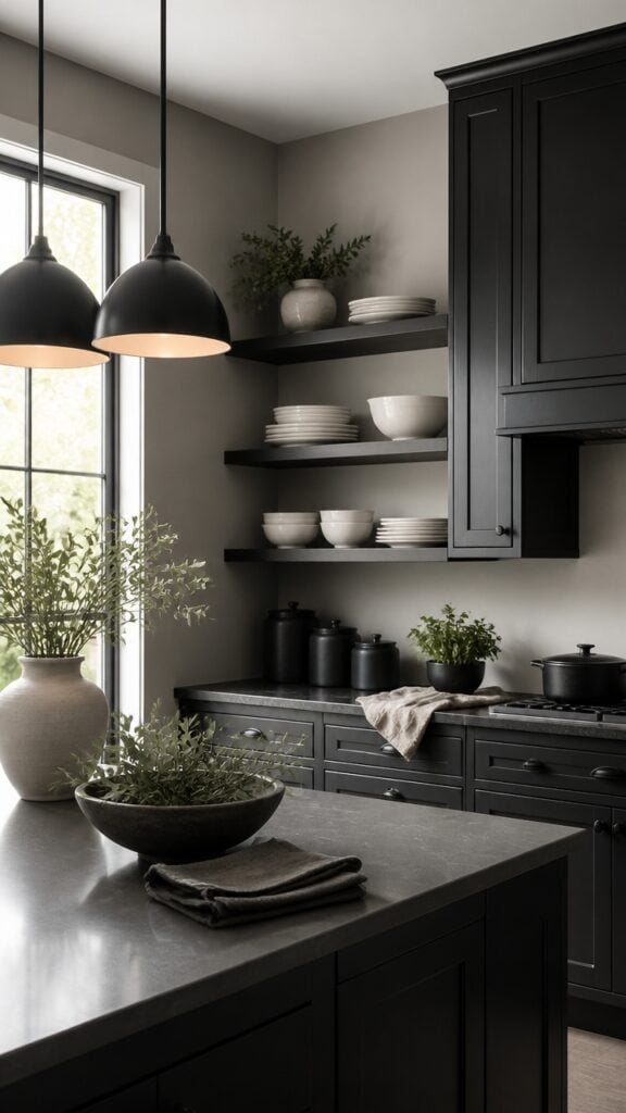 The Black and Gray Kitchen She Keeps Because It Never Needs Explaining