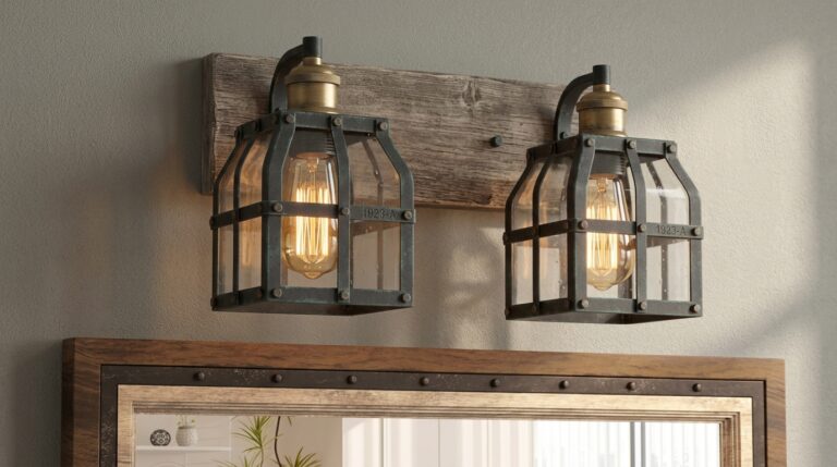 Pair of vintage-style wall sconces with Edison bulbs in a cozy living space.