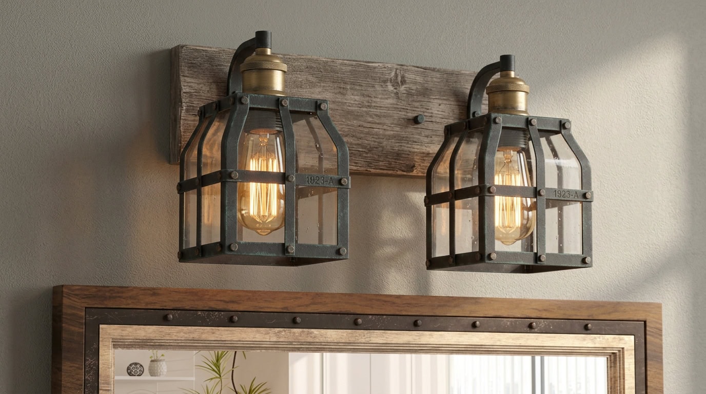 Pair of vintage-style wall sconces with Edison bulbs in a cozy living space.