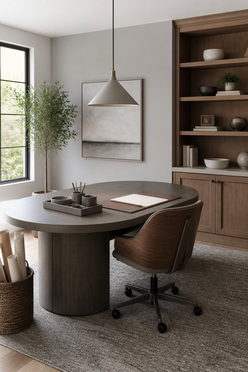 tranquility gray tawny brown office