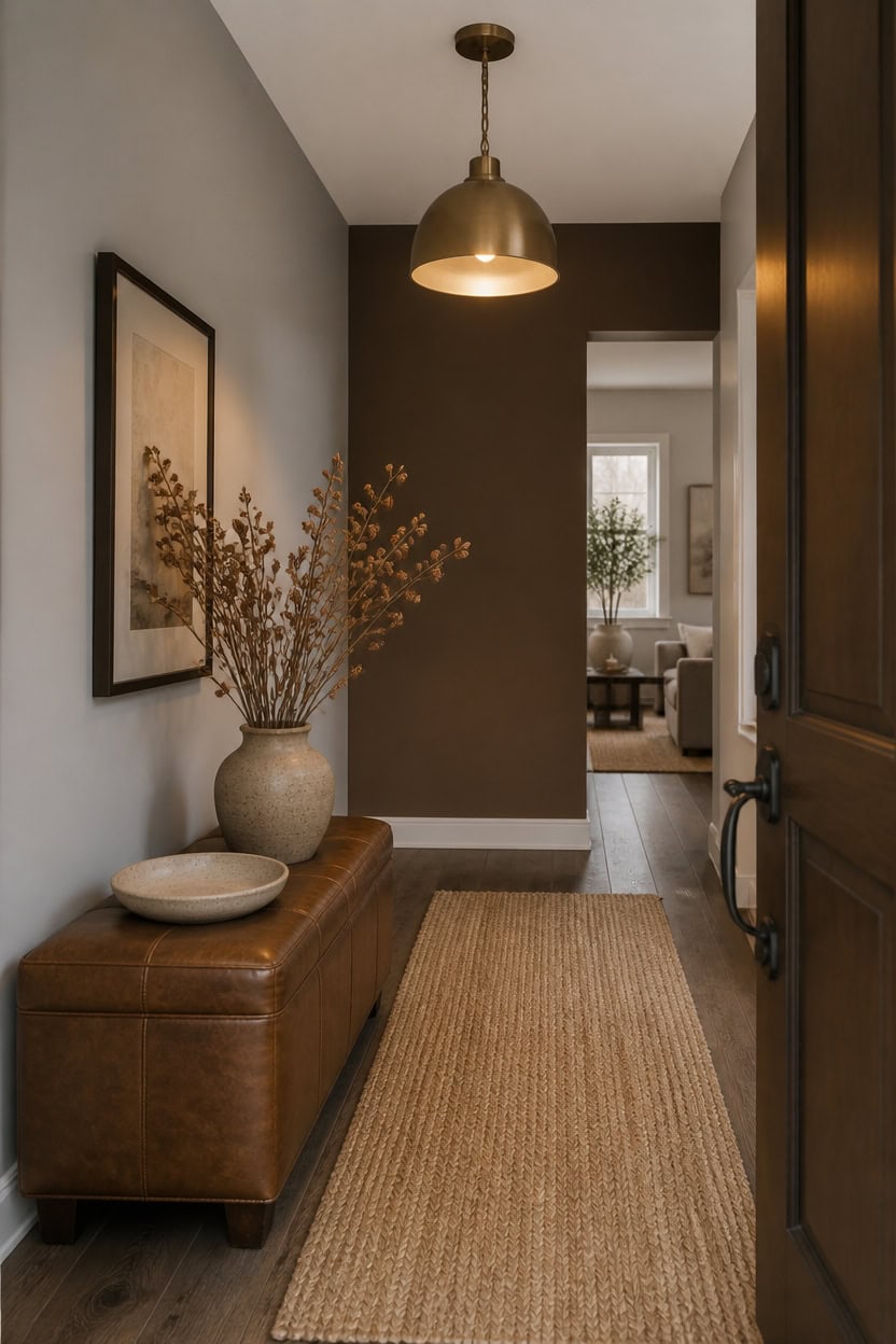 warm brown anchors cool gray