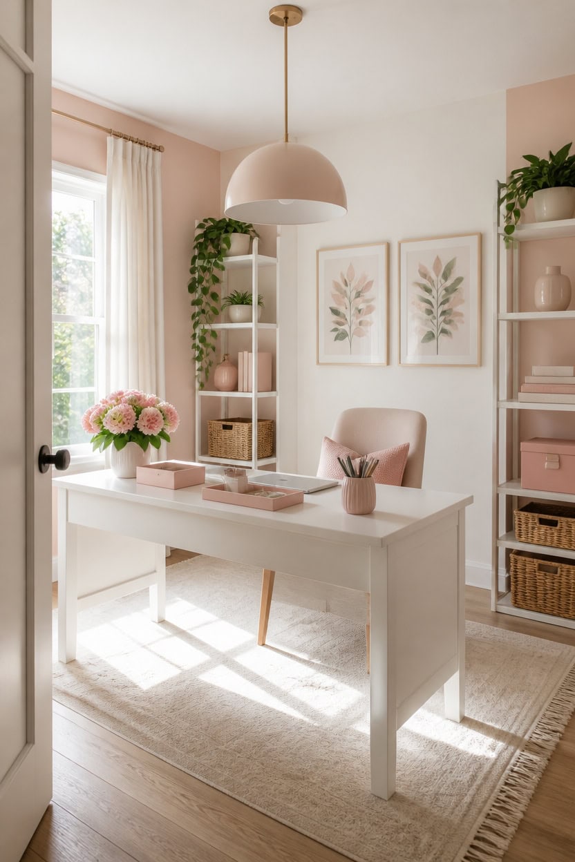warm pink crisp white accents