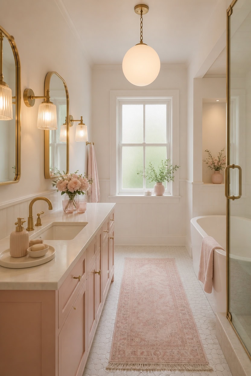 warm pink glow bathroom lighting