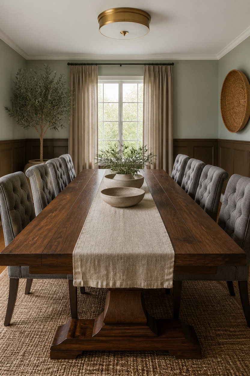 wood centered neutral gray brown room