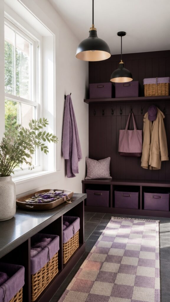 Does a Purple and White Mudroom Sound Unlikely? She Made It Work Anyway