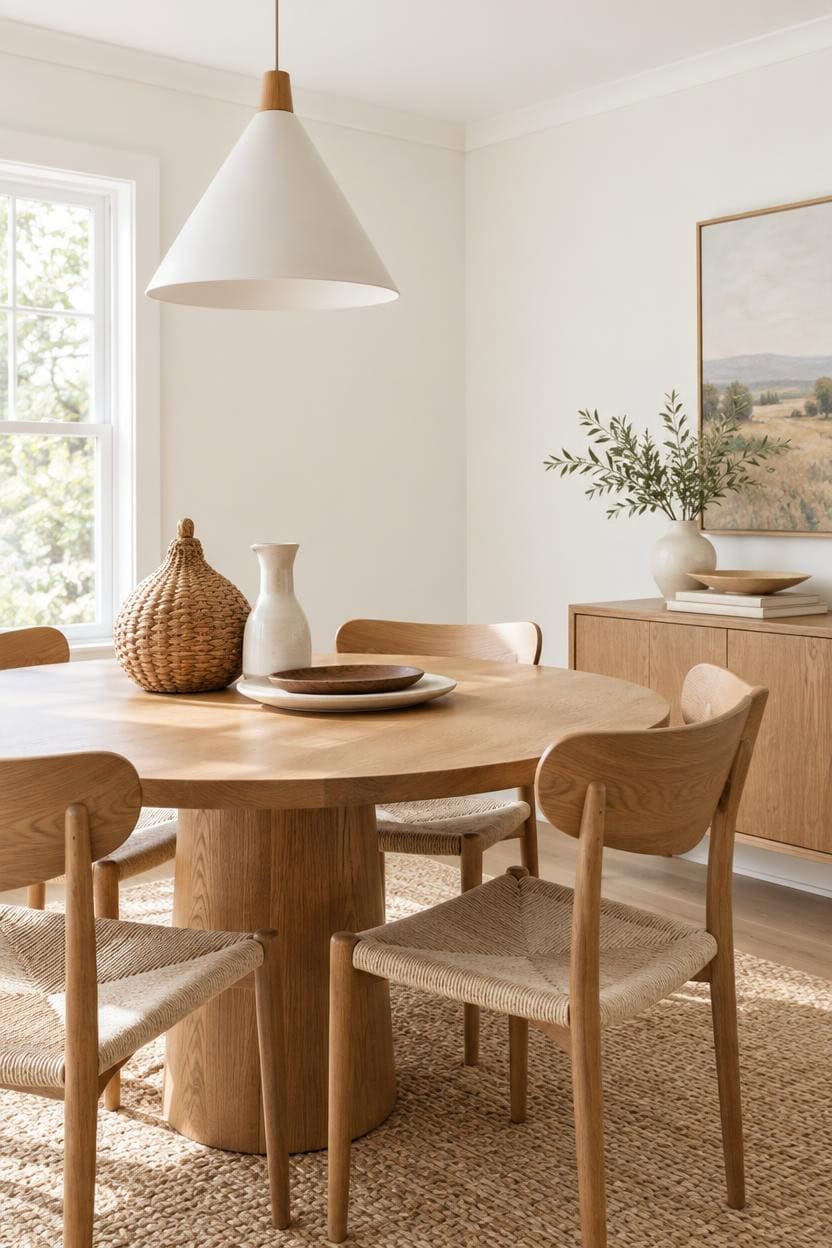 bright white wood dining