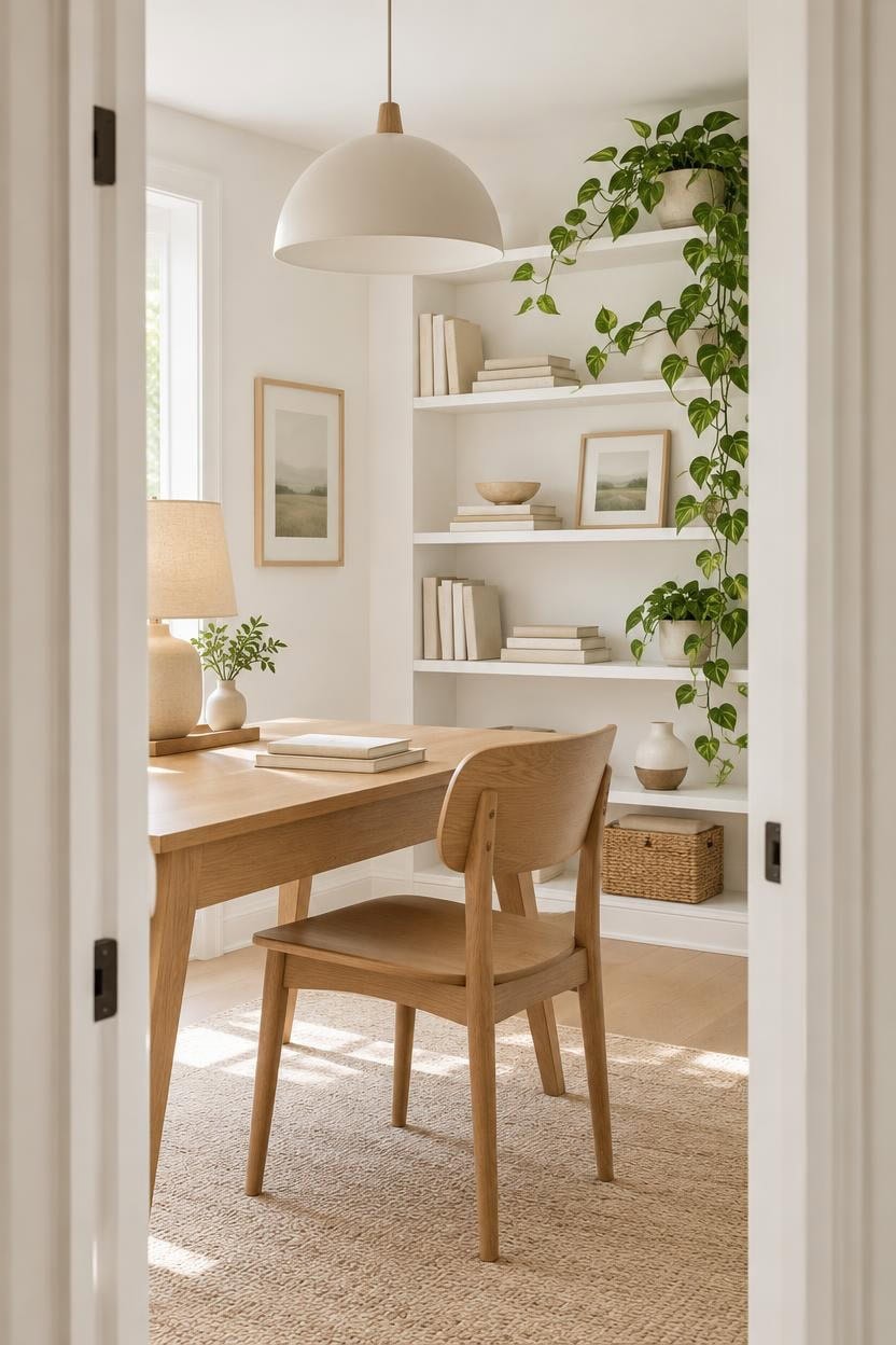 calm layered whites with greenery
